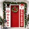 Christmas Porch Banner Sign Snowman & Santa Claus Decoration - 71"L x 12"W (Red, White)